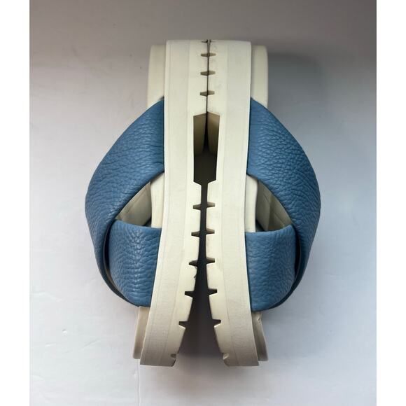 Vionic Vesta Pebbled Blue Leather CrissCross Slide On Comfort Platform Sandals 9 - Picture 8 of 12